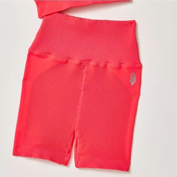 Free People Pants - Free People Happiness Runs Shorts Neon Pink (Electric Sunset) M/L